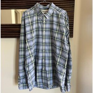 Barbour Highland Check 26 Shirt Blue Plaid Button Up Dress Shirt Tailored Fit XL